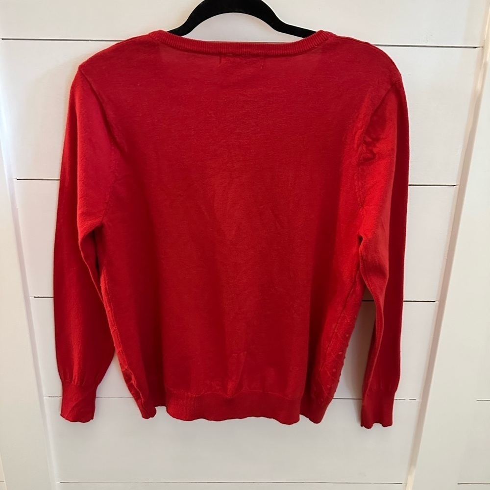 ZOE & ZAC L red flower button woman poly Cottagecore career classic cardigan - Picture 2 of 11